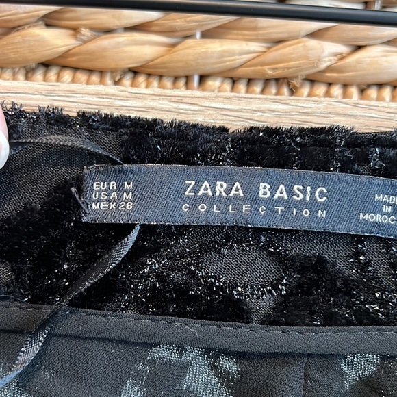 NWOT Zara Mid-Rise Velvet Velour Burnout Capri Dress Pant Trouser, M - Picture 9 of 9